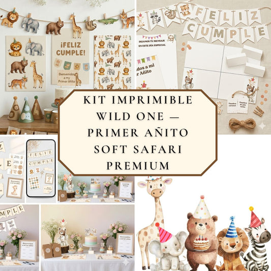 Mega Paquete Imprimible Soft Safari Premium — 1er Añito (Archivo PDF)